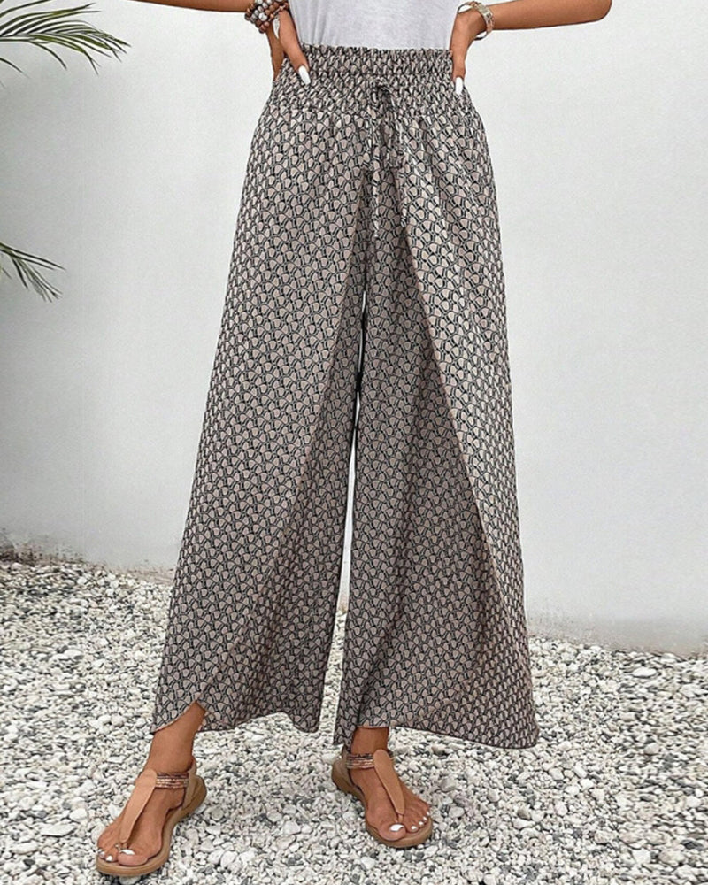 Geraldine | Women's Printed High-Waisted Wide Leg Pants