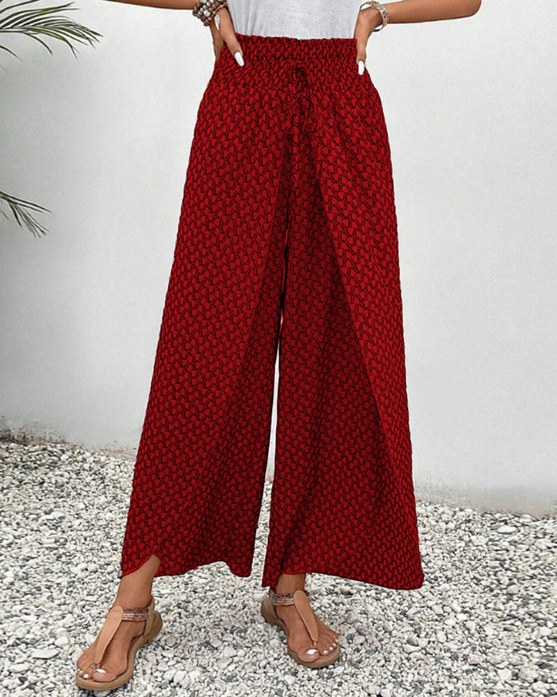 Geraldine | Women's Printed High-Waisted Wide Leg Pants