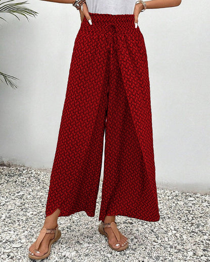 Geraldine | Women's Printed High-Waisted Wide Leg Pants