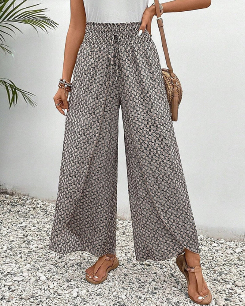 Geraldine | Women's Printed High-Waisted Wide Leg Pants