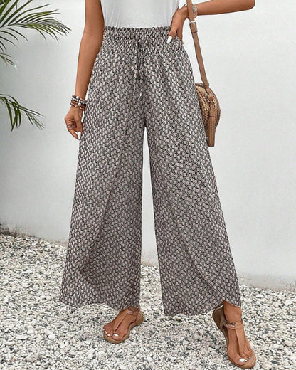 Geraldine | Women's Printed High-Waisted Wide Leg Pants