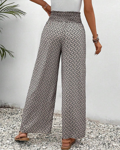 Geraldine | Women's Printed High-Waisted Wide Leg Pants