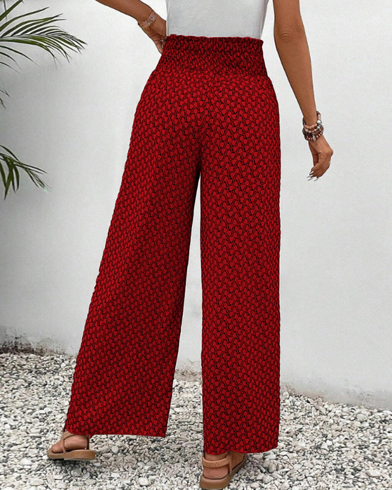Geraldine | Women's Printed High-Waisted Wide Leg Pants