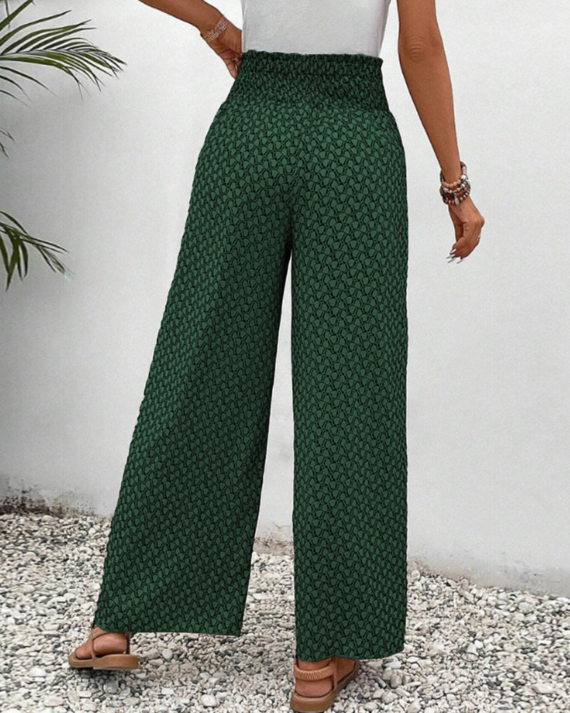 Geraldine | Women's Printed High-Waisted Wide Leg Pants