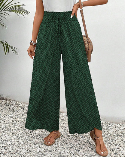 Geraldine | Women's Printed High-Waisted Wide Leg Pants