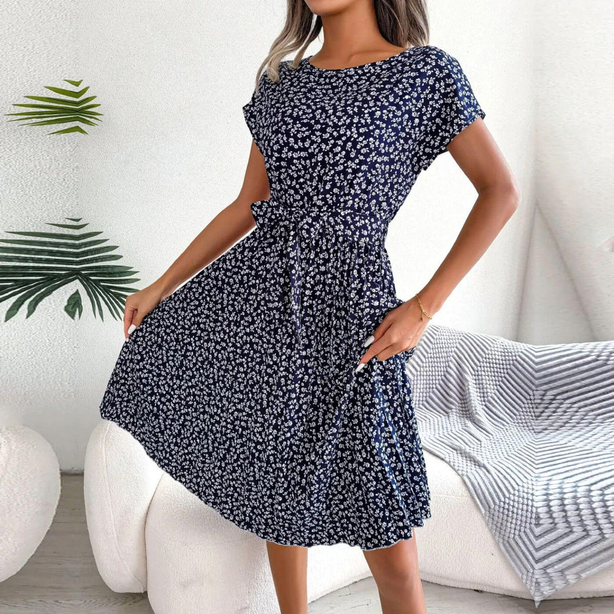 Gina | Women's Pleated A-Line Midi Dress