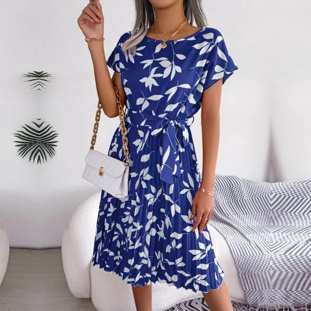Gina | Women's Pleated A-Line Midi Dress