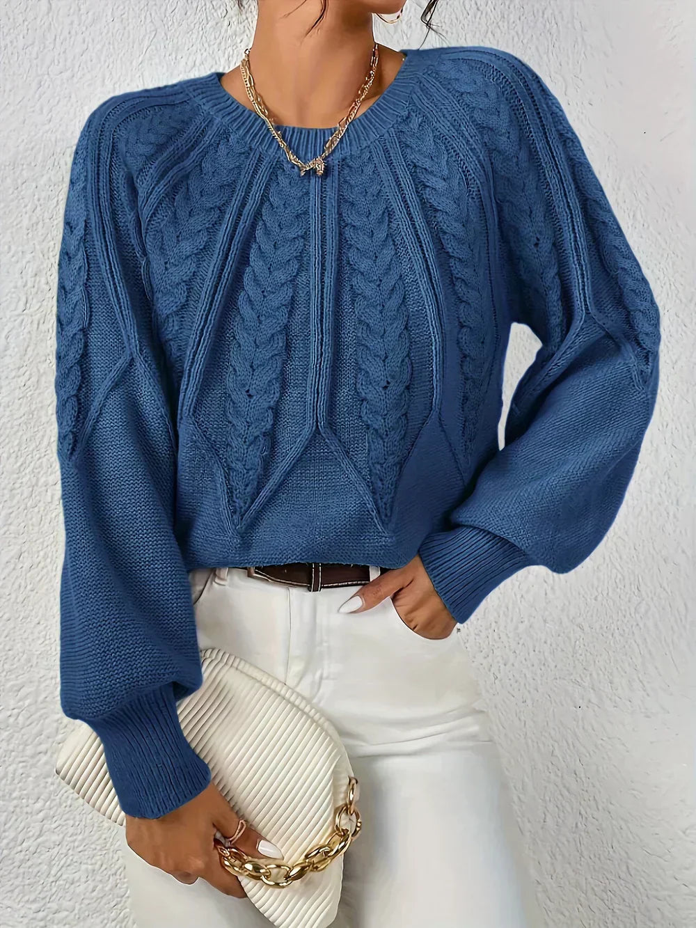 Gwen | Women's Cable Knit Long Sleeve Sweater
