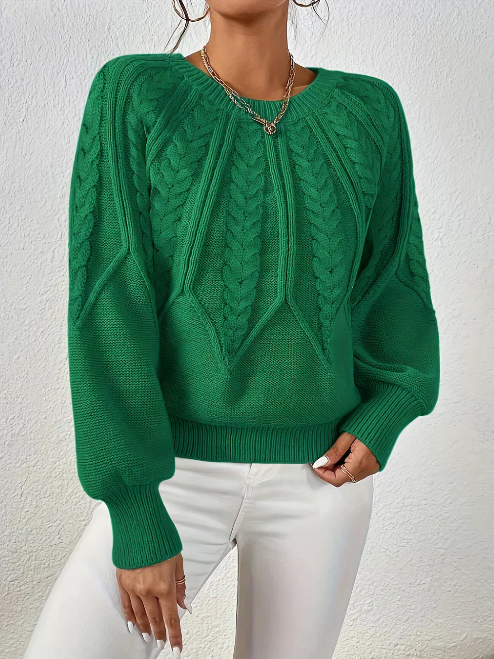 Gwen | Women's Cable Knit Long Sleeve Sweater