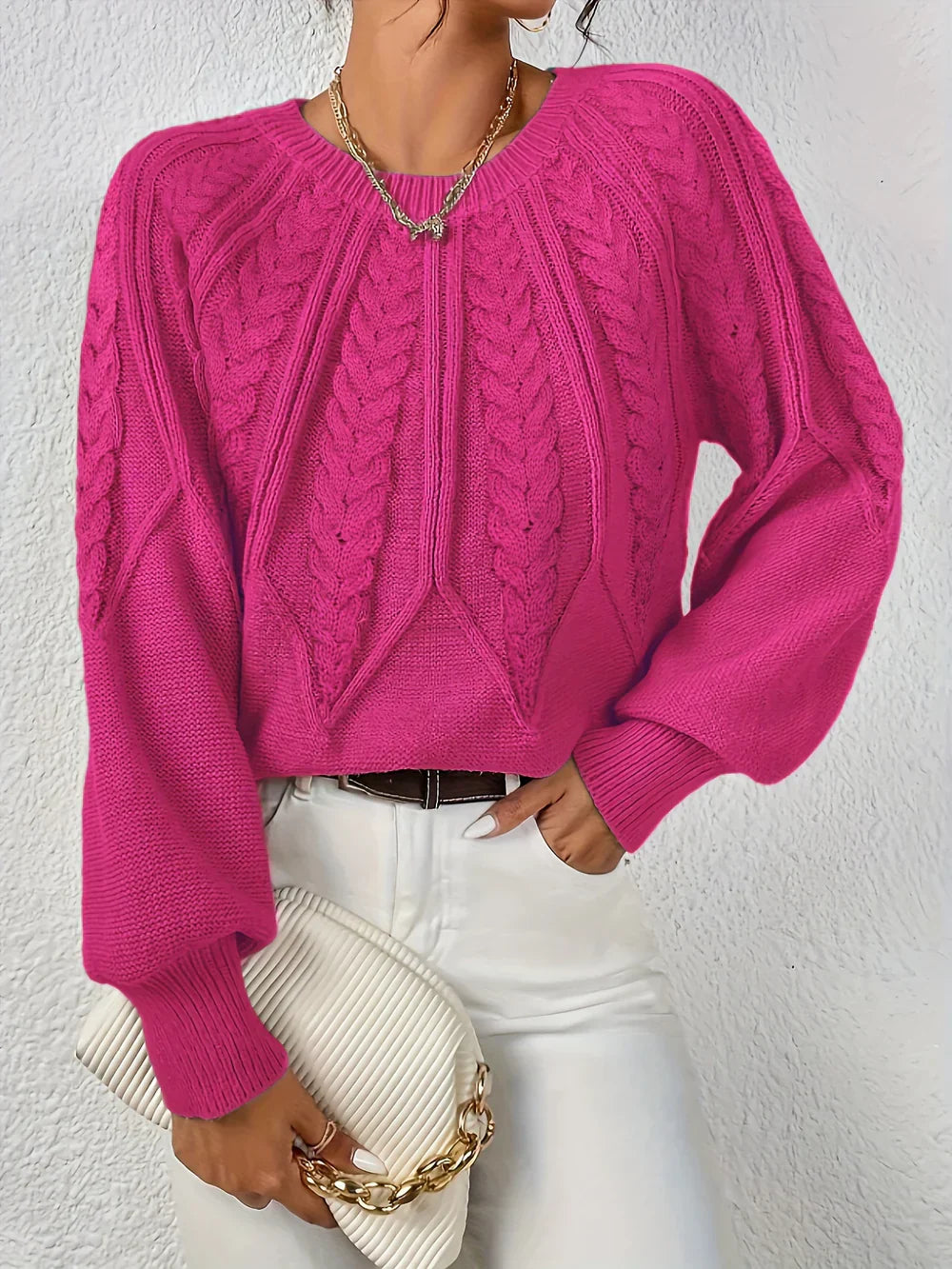 Gwen | Women's Cable Knit Long Sleeve Sweater