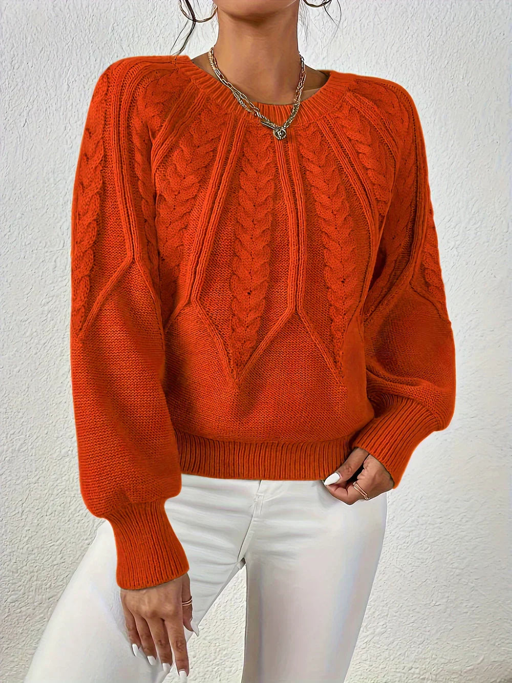 Gwen | Women's Cable Knit Long Sleeve Sweater