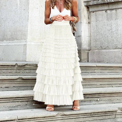 Gwen | Women's High-Waisted Tiered Maxi Skirt