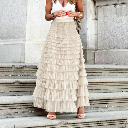 Gwen | Women's High-Waisted Tiered Maxi Skirt