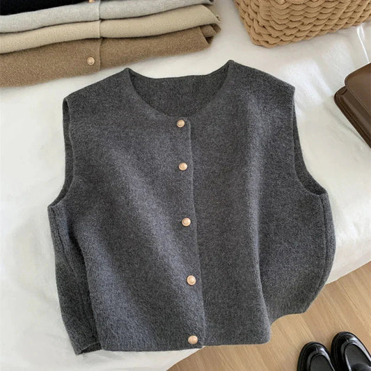 Hallie | Women's Button Front Sleeveless Sweater Vest