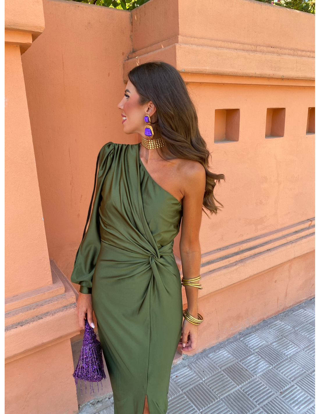 Hannah | Women's One Shoulder Midi Dress
