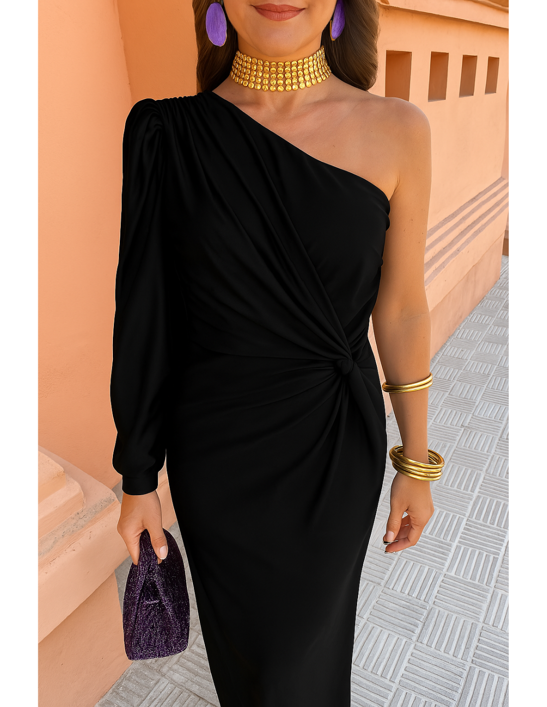 Hannah | Women's One Shoulder Midi Dress