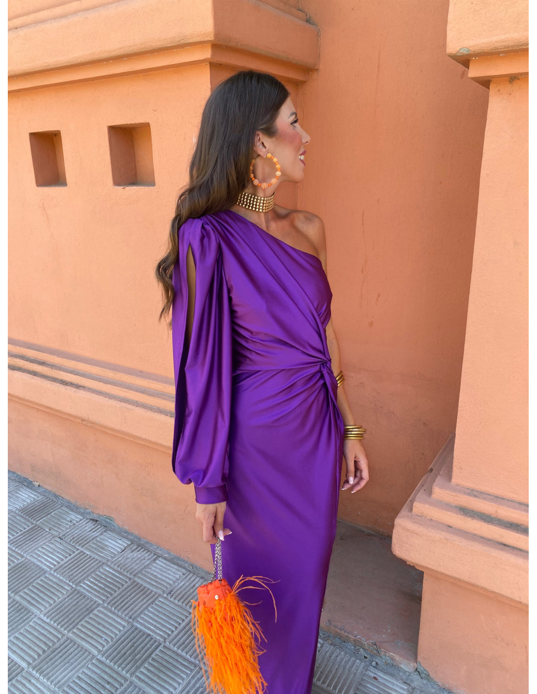 Hannah | Women's One Shoulder Midi Dress