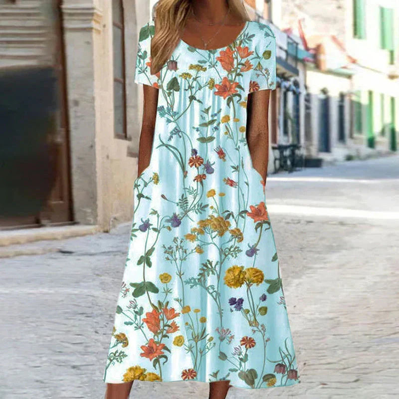 Harper | Women's Short Sleeve A-Line Midi Dress