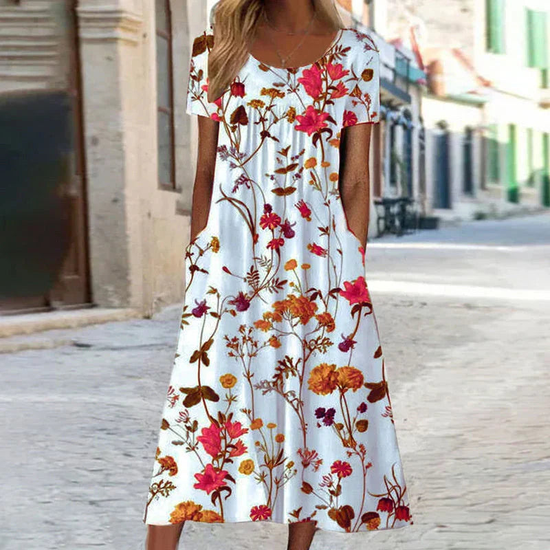 Harper | Women's Short Sleeve A-Line Midi Dress