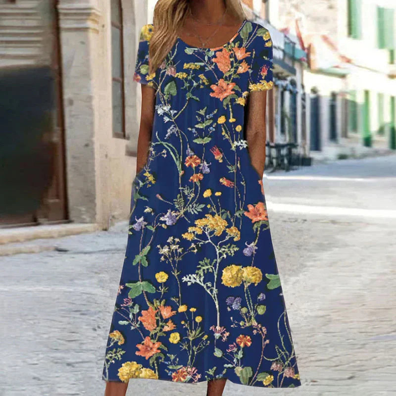 Harper | Women's Short Sleeve A-Line Midi Dress