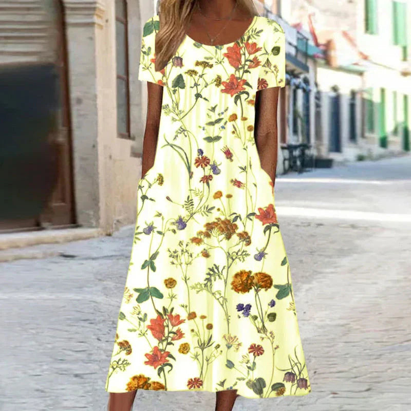 Harper | Women's Short Sleeve A-Line Midi Dress