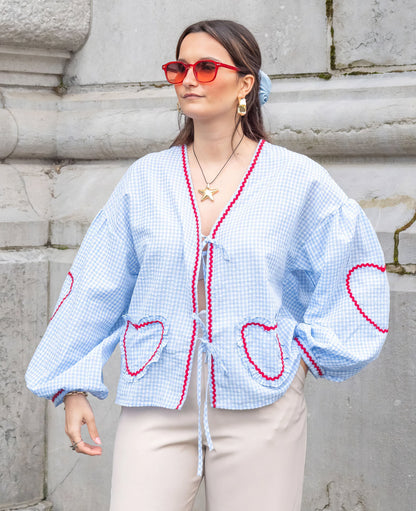 Ivy | Women's Open Front Gingham Blouse