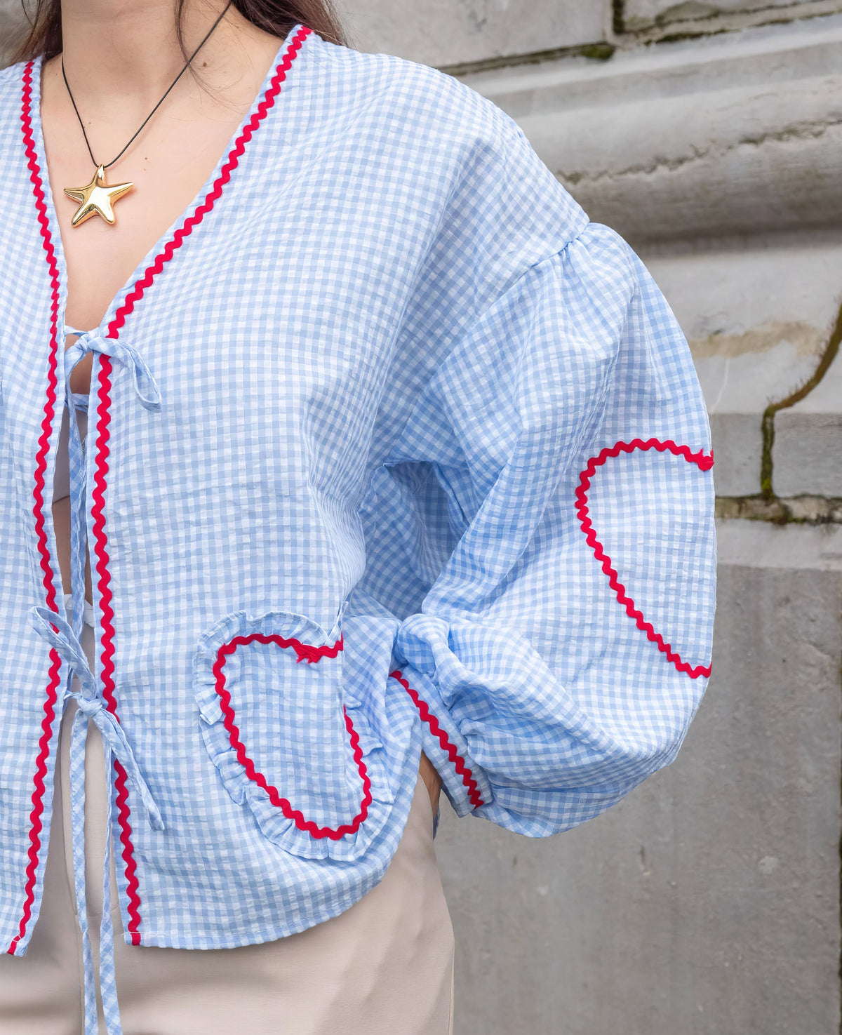 Ivy | Women's Open Front Gingham Blouse