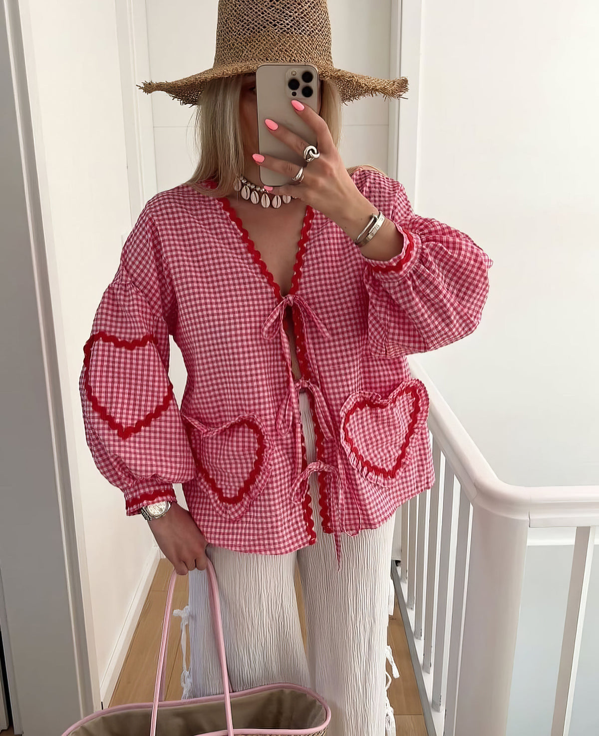 Ivy | Women's Open Front Gingham Blouse