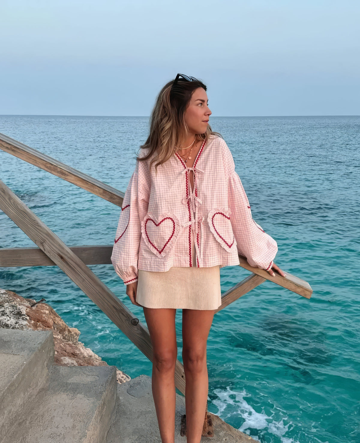 Ivy | Women's Open Front Gingham Blouse