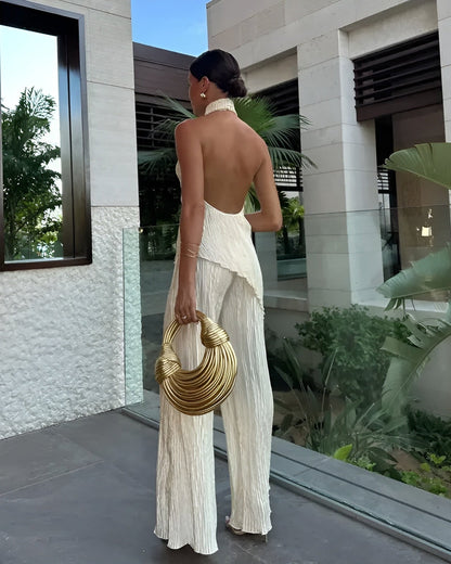 Jacqueline | Women's Backless Halter Maxi Dress