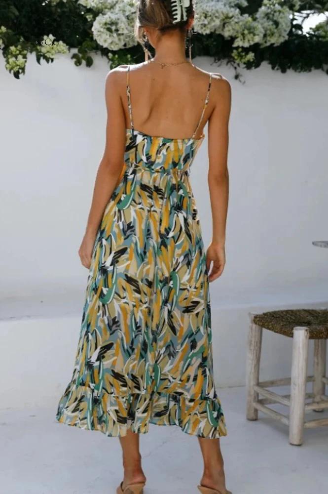 Jamie | Women's V-Neck A-Line Midi Dress