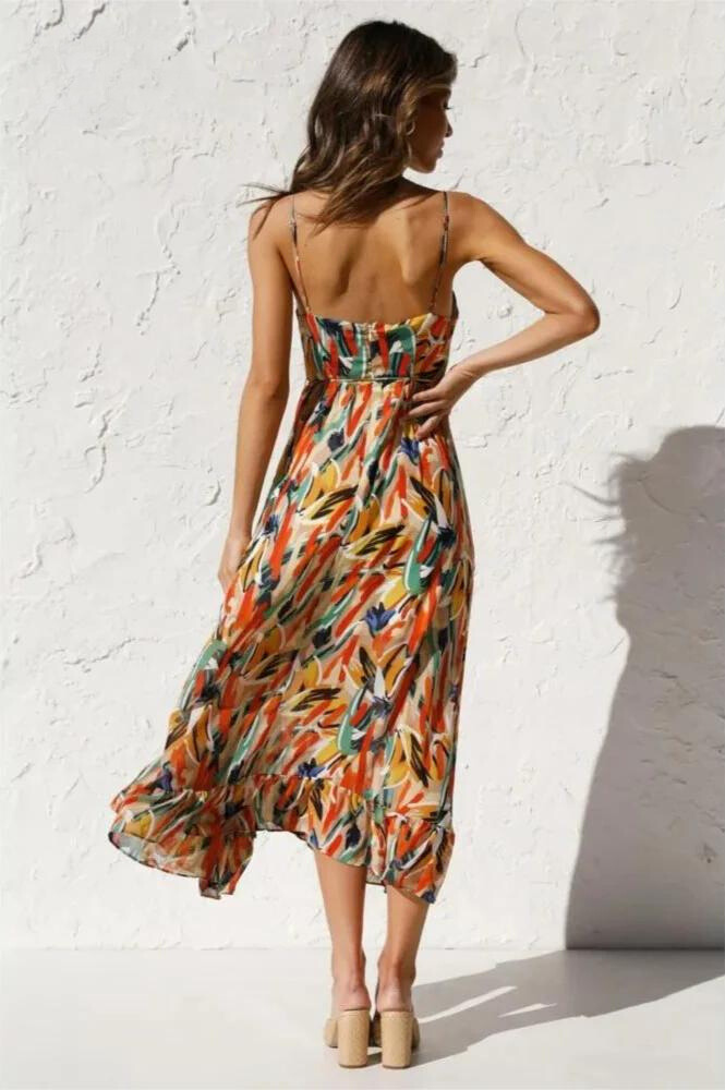 Jamie | Women's V-Neck A-Line Midi Dress