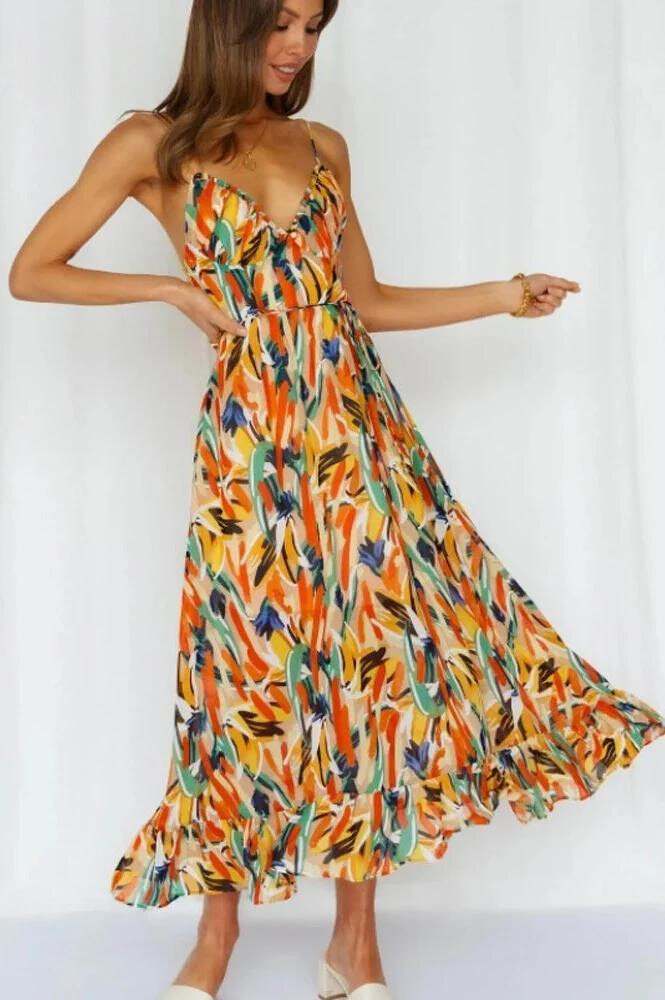 Jamie | Women's V-Neck A-Line Midi Dress