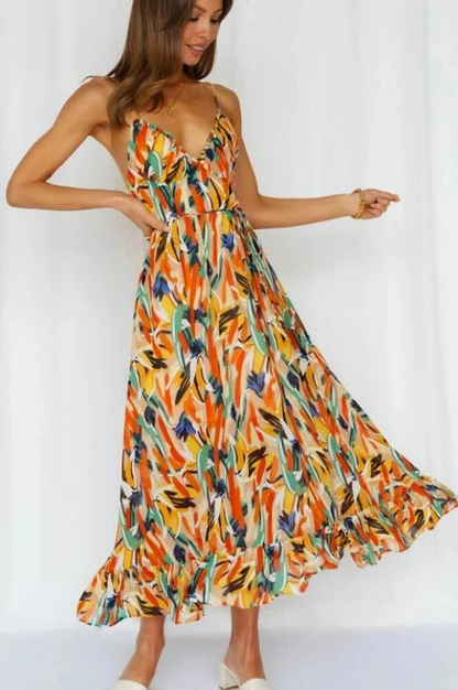 Jamie | Women's V-Neck A-Line Midi Dress