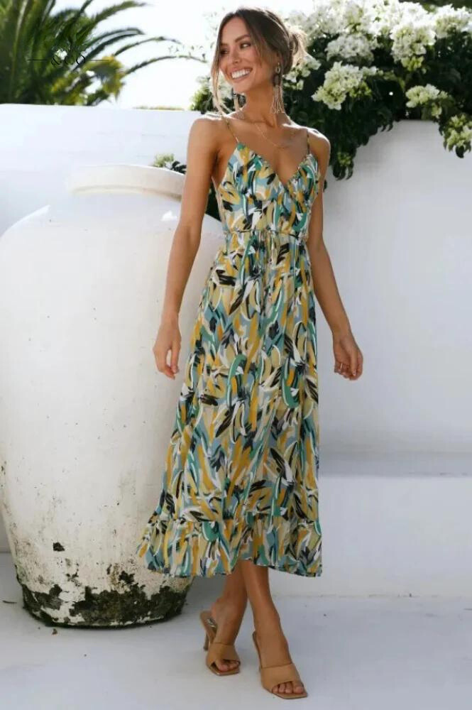 Jamie | Women's V-Neck A-Line Midi Dress