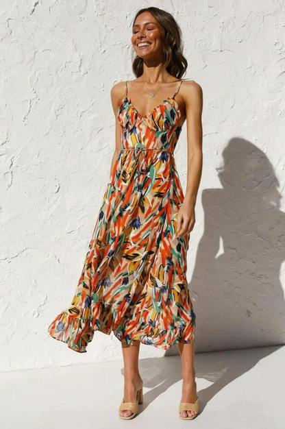 Jamie | Women's V-Neck A-Line Midi Dress