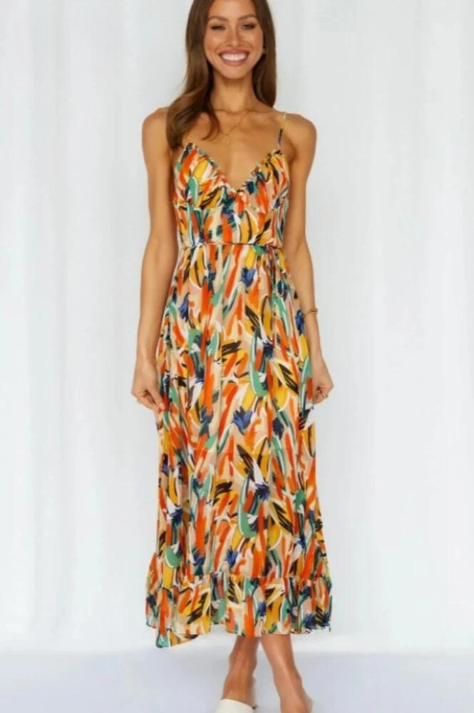 Jamie | Women's V-Neck A-Line Midi Dress