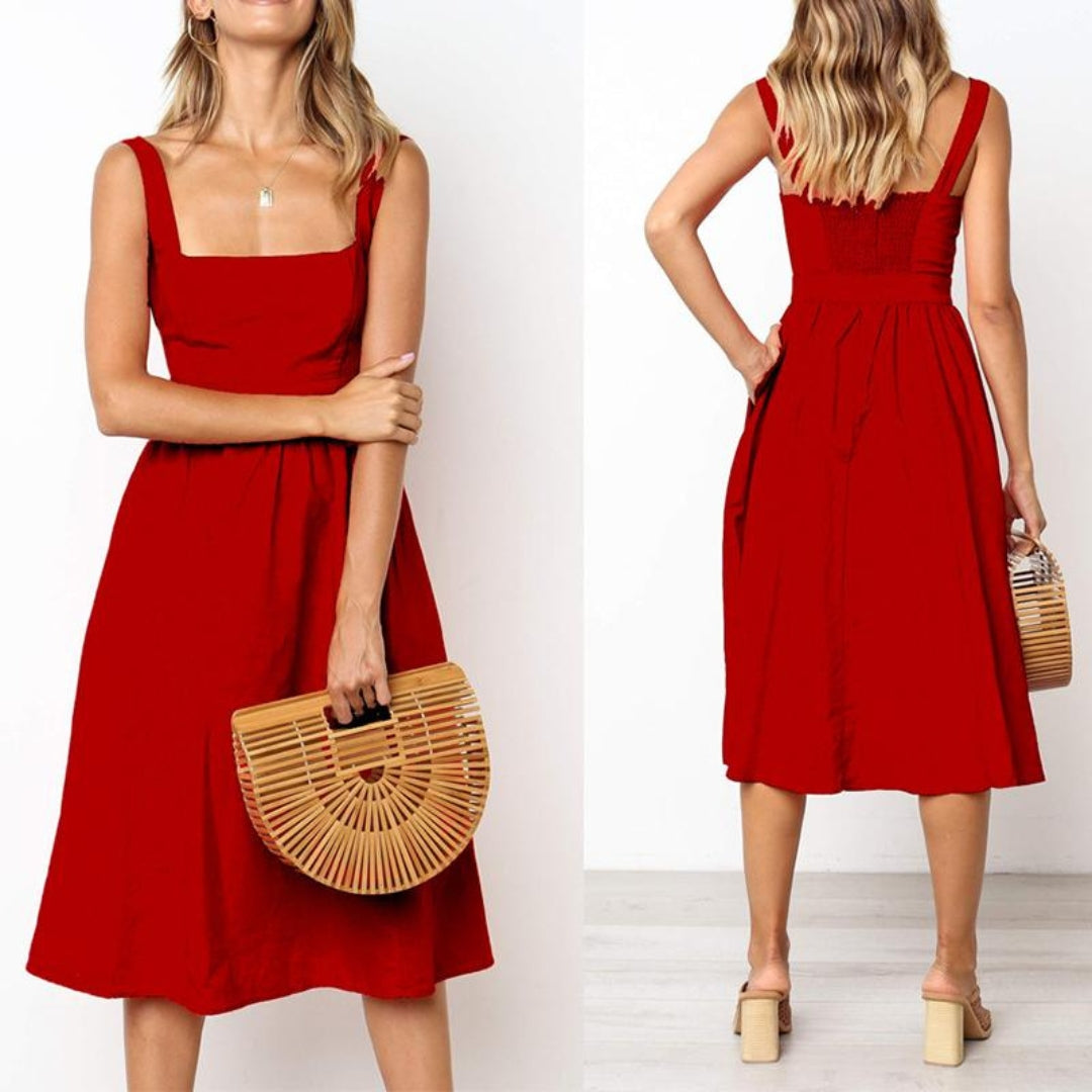 Jane | Women's Sleeveless A-Line Midi Dress