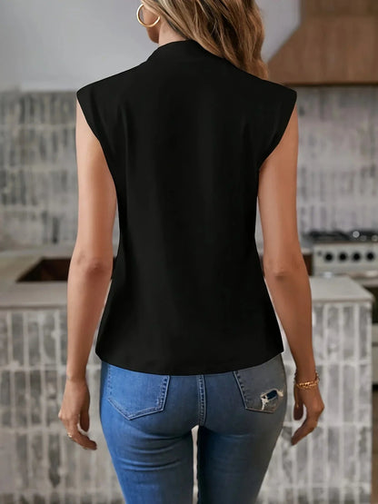 Jeanette | Women's Sleeveless Mock Neck Blouse