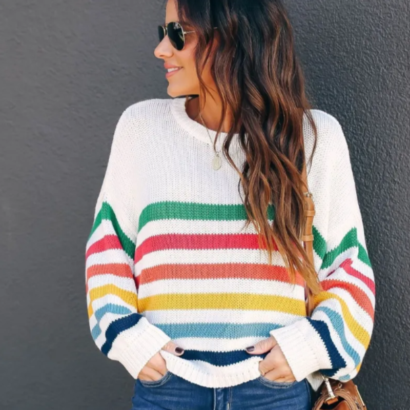 Jeanette | Women's Cropped Striped Sweater
