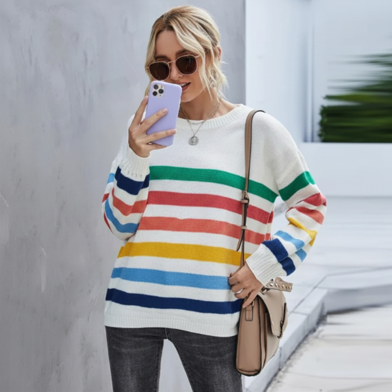 Jeanette | Women's Cropped Striped Sweater