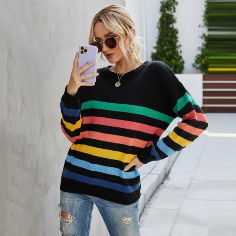 Jeanette | Women's Cropped Striped Sweater