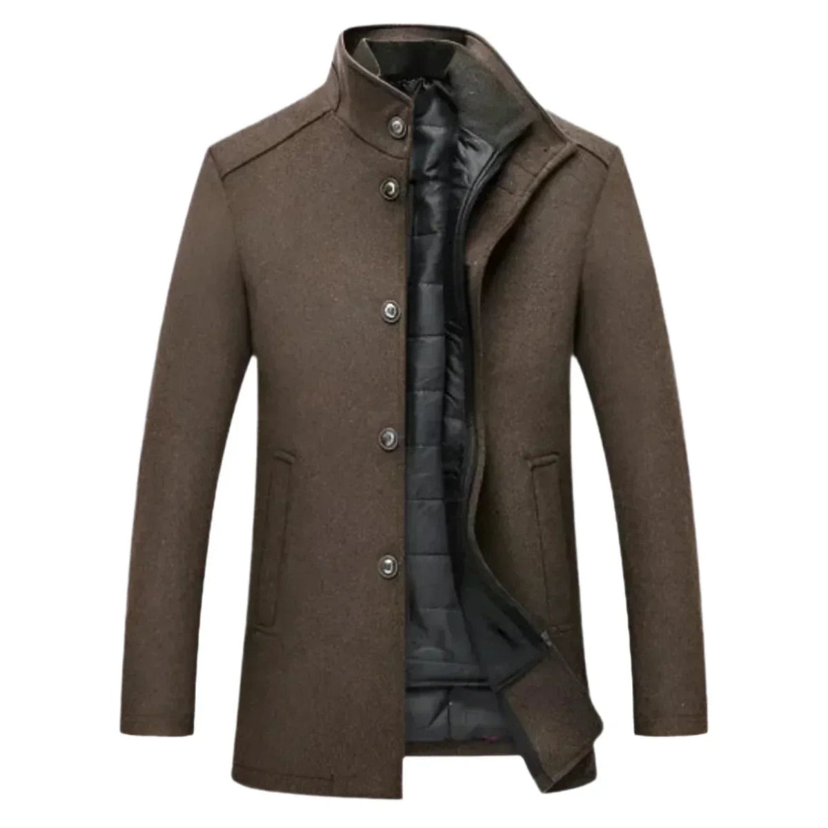 Jed | Men's Mid-Length Stand Collar Overcoat