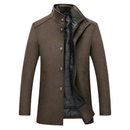 Jed | Men's Mid-Length Stand Collar Overcoat