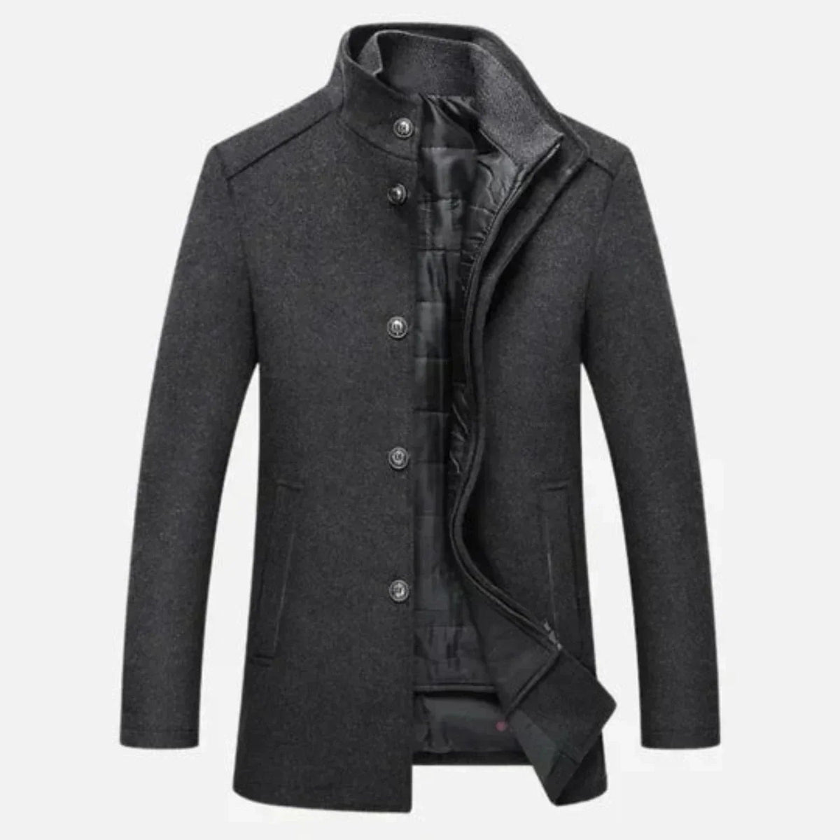 Jed | Men's Mid-Length Stand Collar Overcoat