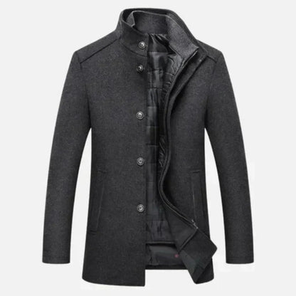 Jed | Men's Mid-Length Stand Collar Overcoat