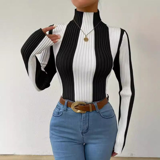 Jillian | Women's Fitted Vertical Striped Sweater