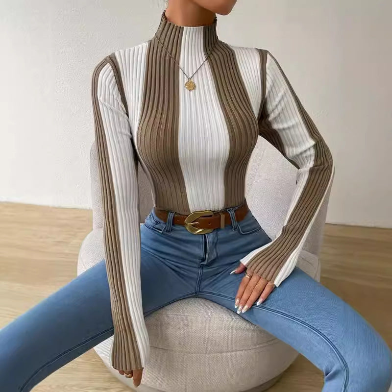 Jillian | Women's Fitted Vertical Striped Sweater