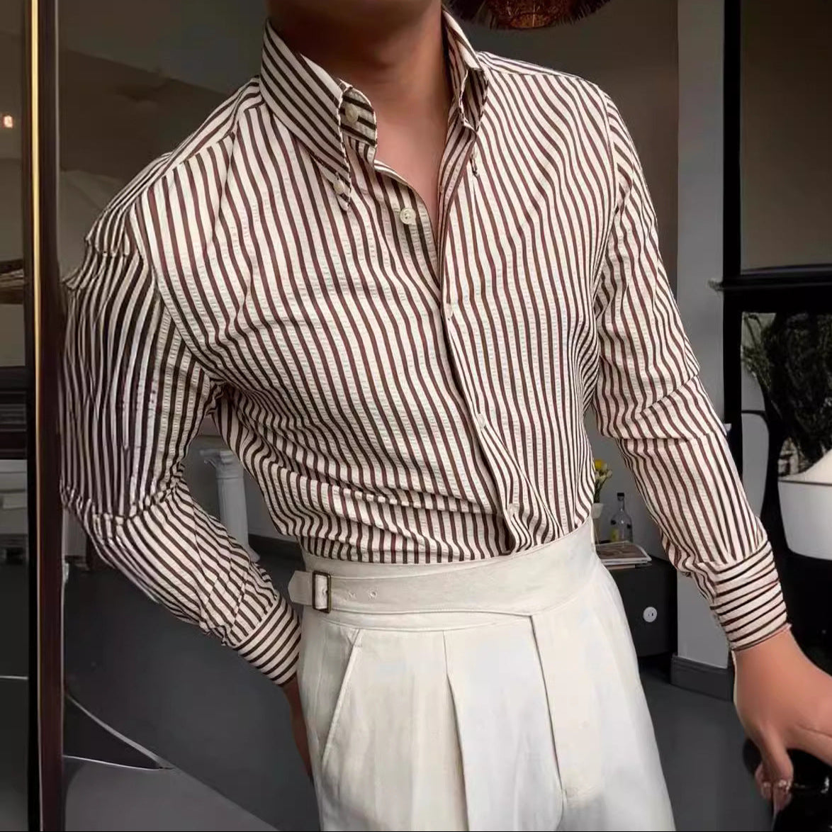 Joaquin | Men's Long Sleeve Striped Button-Up Shirt