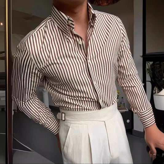 Joaquin | Men's Long Sleeve Striped Button-Up Shirt